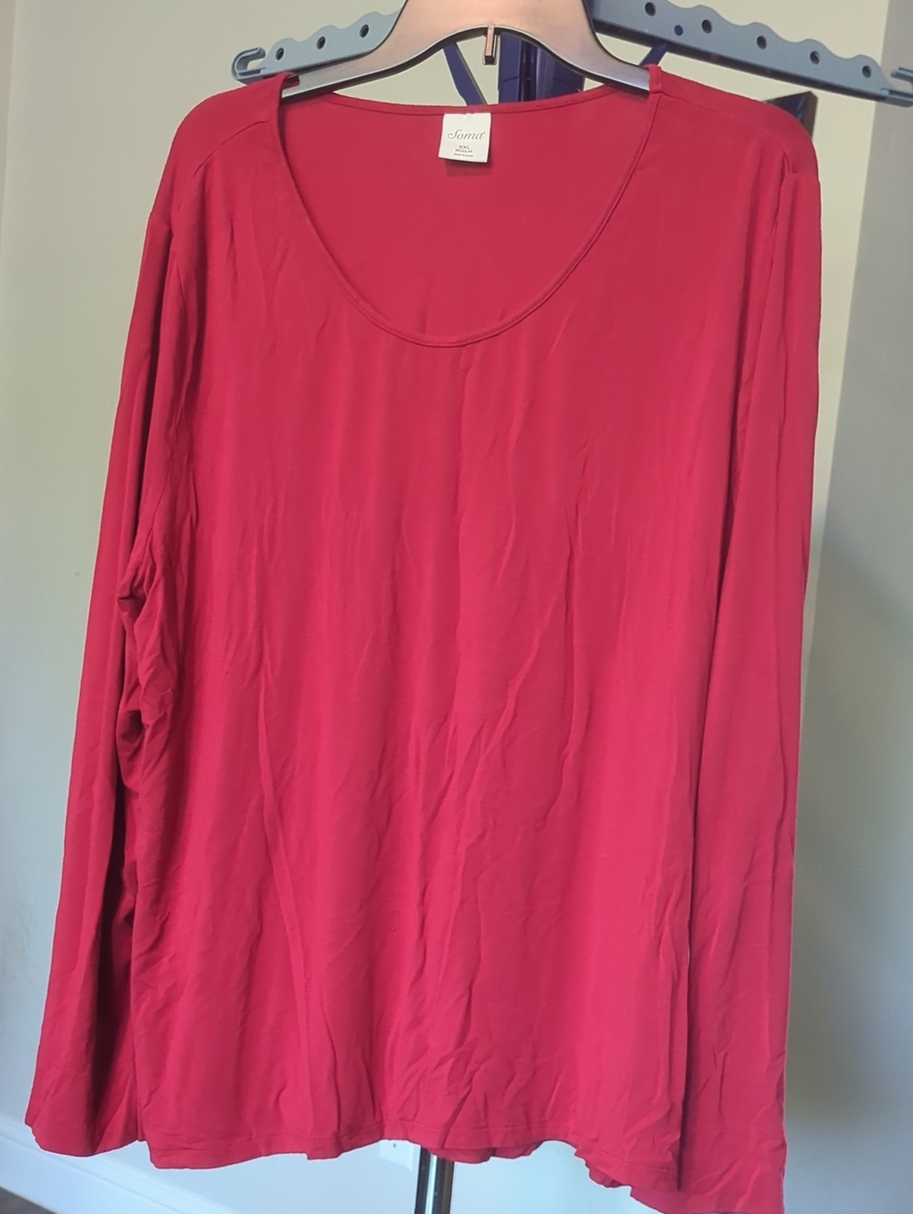 Soma Long Sleeve Scoop Neck Top - Raspberry Red #1